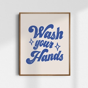 Wash Your Hands, Giclée Fine Art Print, Retro Art, Retro Print, Bathroom Wall Art, Bathroom Decor, Retro Art Print, Bathroom Art, UNFRAMED