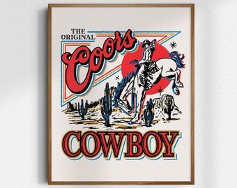 Coors Cowboy, Giclée Fine Art Print, Western Art Print, Western Wall Art, Wild West Art, Cowboy Art, Cowboy Print, Retro Art Print, UNFRAMED