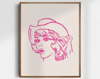 Mascara Glam Cowgirl, Giclée Fine Art Print, Western Art Print, Western Wall Art, Cowgirl Art, Cowgirl Print, Retro Art, UNFRAMED