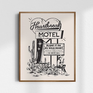 Heartbreak Motel, Giclée Fine Art Print, Vintage Cowboy Art, Vintage Cowgirl Wall Art, Western Wall Decor, UNFRAMED