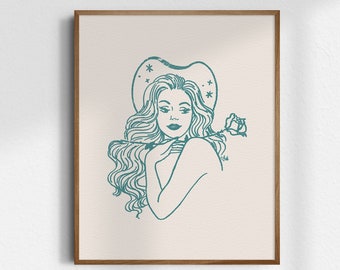 Cowgirl Spirit, Giclée Fine Art Print, Vintage Cowgirl Art, Vintage Cowgirl Wall Art, Western Wall Decor, Cowgirl Decor, UNFRAMED