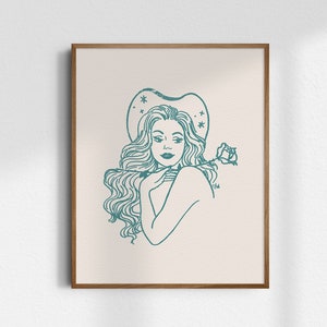 Cowgirl Spirit, Giclée Fine Art Print, Vintage Cowgirl Art, Vintage Cowgirl Wall Art, Western Wall Decor, Cowgirl Decor, UNFRAMED
