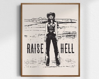 Raise Hell, Giclée Fine Art Print, Western Art Print, Western Wall Art, Wild West Art, Cowgirl Art, Cowgirl Print, Western Decor, UNFRAMED