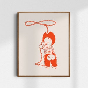 Kewpie Cowboy, Giclée Fine Art Print, Western Art Print, Western Wall Art, Wild West Art, Cowboy Art, Cowboy Print, Nursery Decor, UNFRAMED