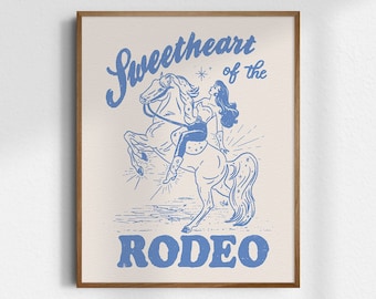 Sweetheart of the Rodeo, Giclée Fine Art Print, Valentines Cowgirl Art, Vintage Cowgirl Wall Art, Western Wall Decor, UNFRAMED