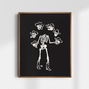 Cowboy Skelly, 8x10 Skeleton Cowboy Art Print, Giclée Fine Art Print, Vintage Cowboy Wall Art, Goth Cowgirl Decor, UNFRAMED