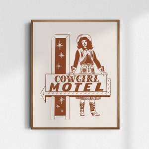 Cowgirl Motel, Giclée Fine Art Print, Western Art Print, Western Wall Art, Wild West Art, Cowgirl Art, Cowgirl Print, UNFRAMED