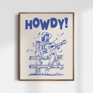Music City Cowgirl, Giclée Fine Art Print, Howdy Print, Vintage Cowgirl Wall Art, Western Wall Decor, Trendy Cowgirl Art Prints, UNFRAMED