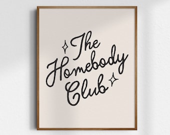 The Homebody Club, Giclée Fine Art Print, Retro Art Print, Minimalist Wall Art, Retro Art, Minimalist Art, Minimalist Decor, UNFRAMED