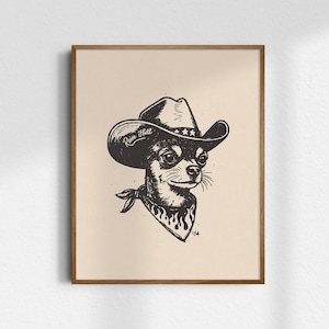 Raisin Hell Cowdog, Giclée Fine Art Print, Western Dog Art, Vintage Cowboy Dog, Yallternative Cowboy Dog, UNFRAMED