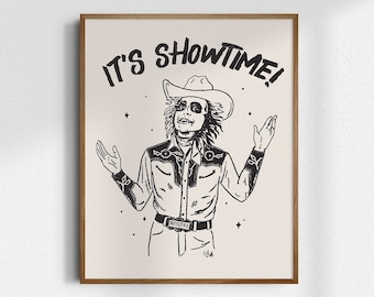 Cowboy Beetlejuice, 8x10 Halloween Art Print, Giclée Fine Art Print, Vintage Western Wall Art, Goth Cowgirl Decor, UNFRAMED