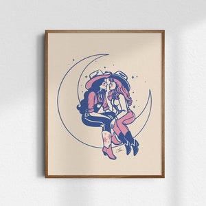 Moonstruck, Cowgirl Giclée Fine Art Print, Retro Cowgirl Art, Vintage Cowgirl Wall Art, Western Wall Decor, UNFRAMED