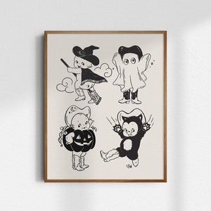 Kewpie Cowgirl Halloween Flash Sheet, 8x10 Halloween Art Print, Giclée Fine Art Print, Vintage Cowgirl Wall Art, UNFRAMED