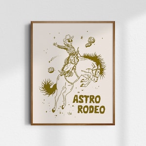 Astro Rodeo, Alien Art Print, Alien Cowboy, Cosmic Cowboy, Space Cowboy, Giclée Fine Art Print, Western Art, Western Wall Art, UNFRAMED