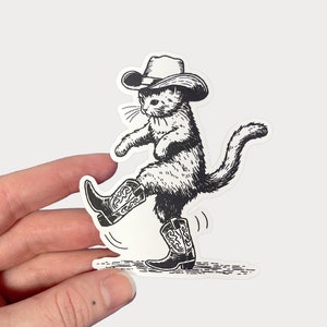 Cowboy Cat Sticker 3"x3.5", 100% of Proceeds Donated to Noah's Paws Animal Rescue