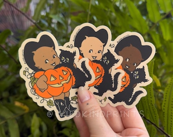 Kewpie Cowgirl Pumpkin Vinyl Sticker 3.7" x 2.8"