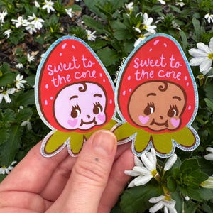 Kewpie Strawberry Vinyl Sticker 2.8&quot; x 2&quot;