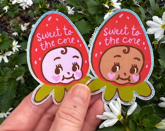 Kewpie Strawberry Vinyl Sticker 2.8" x 2"