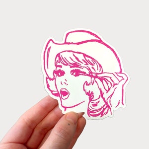 Pretty In Pink Vintage Cowgirl Vinyl Sticker 3.7" x 3.5"