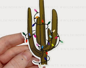 Christmas Cactus Vinyl Sticker 2.4" x 3.9"