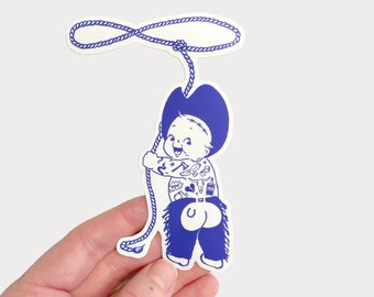 Kewpie Cowboy Vinyl Sticker 3.1" x 4.5"