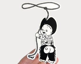 Kewpie Cowboy Vinyl Sticker 3.1" x 4.5"