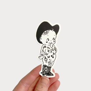 Kewpie Cowgirl Vinyl Sticker 1.6" x 3.5"