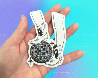 Glitter Disco Vinyl Sticker 3.8" x 2.7"