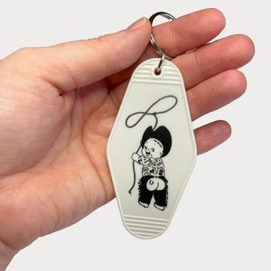 Kewpie Cowboy Vintage Motel Keychain, Trendy Hotel Keychain