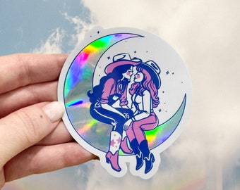 Holographic Moonstruck Cowgirls Vinyl Sticker 3.5" x 3"