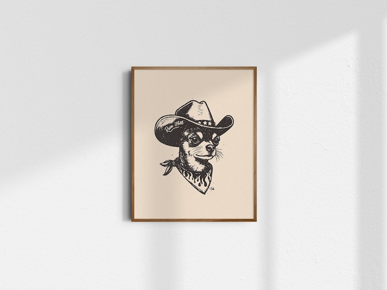 Raisin Hell Cowdog, Giclée Fine Art Print, Western Dog Art, Vintage Cowboy Dog, Yallternative Cowboy Dog, UNFRAMED image 1