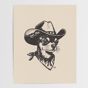 Raisin Hell Cowdog, Giclée Fine Art Print, Western Dog Art, Vintage Cowboy Dog, Yallternative Cowboy Dog, UNFRAMED image 2