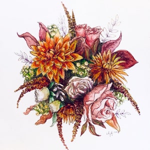 Custom Wedding Bouquet Paintings