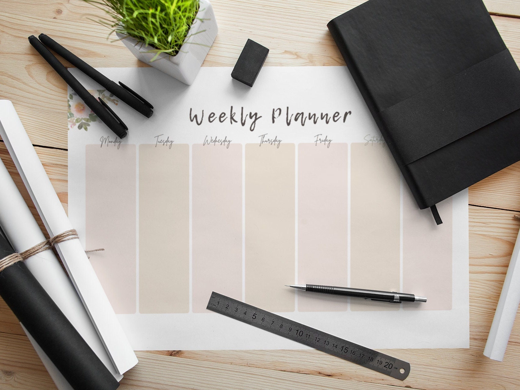 Downloadable and Printable Simple Floral Weekly Planner Page - Etsy
