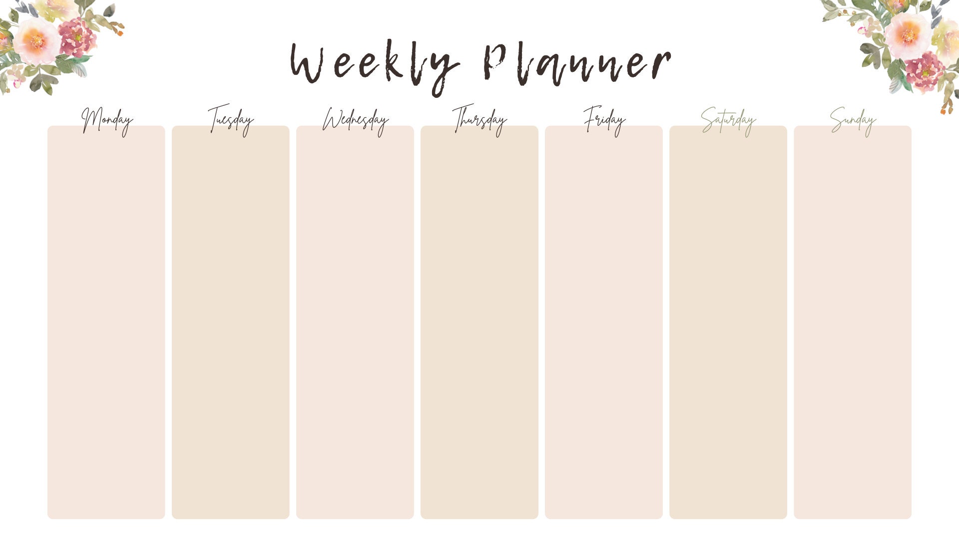 Downloadable and Printable Simple Floral Weekly Planner Page - Etsy
