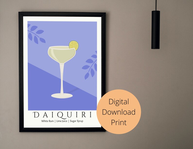 Colorful Daiquiri Cocktail Wall Art for Bar Cart or Kitchen Decor