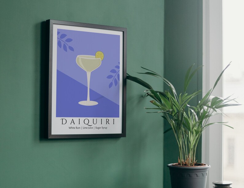 Colorful Daiquiri Cocktail Wall Art for Bar Cart or Kitchen Decor