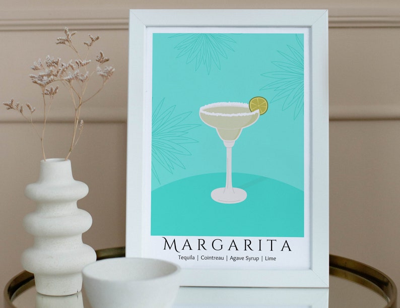 Colorful Margarita Cocktail Wall Art for Bar Cart or Kitchen Etsy