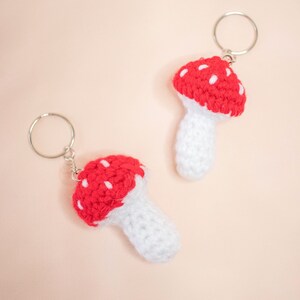 Crochet Mushroom Keychain | Crochet Keychain Handmade, Crochet Keychain Amigurumi, Gifts For Her, Crochet Gifts, Red Mushroom Charm