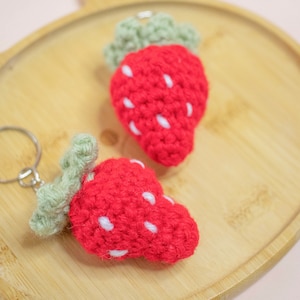 Crochet Strawberry Keychain | Crochet Keychain Handmade, Crochet Keychain Amigurumi, Crochet Gifts, Crochet Strawberry, Handmade Gifts