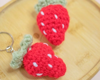 Crochet Strawberry Keychain | Crochet Keychain Handmade, Crochet Keychain Amigurumi, Crochet Gifts, Crochet Strawberry, Handmade Gifts