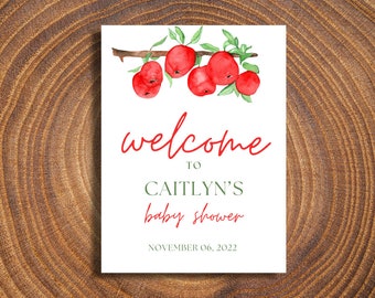 Apple of Our Eye Baby Shower Welcome Sign - Instant Download - Template - Edit in Canva