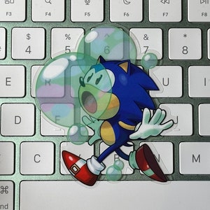 Sonic bubbles transparent 3.25in vinyl sticker