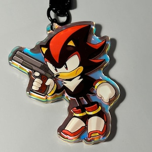 Shadow the Hedgehog 2.5in Holo Acrylic Charm Keychain Keyring