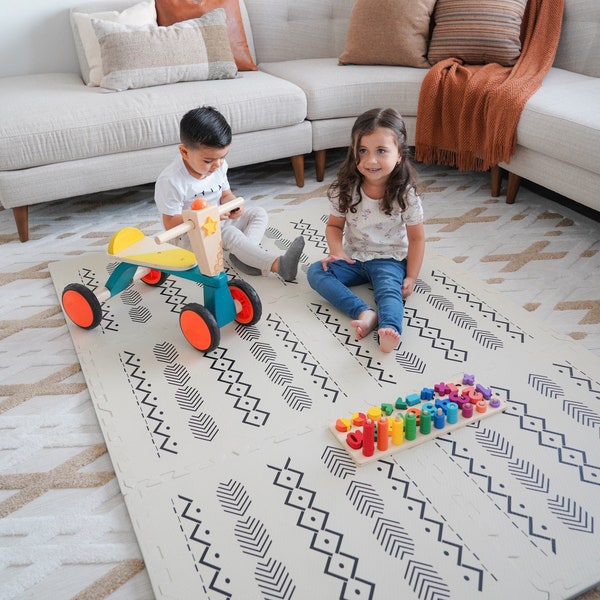 Baby, Toddlers, and Kids Play Mat, Tummy Time Mat, Interlocking Puzzle Tiles, EVA Foam, 72x48 Inches In Size Boho by Celeste Baby Essentials