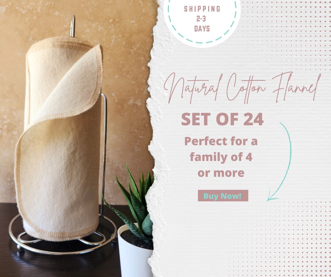 Reusable Paper Towels Unbleached Cotton Flannel Size 10x14 Etsy