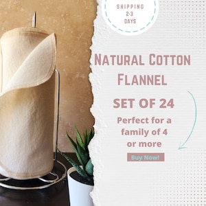 Reusable Paper Towels, Unbleached Cotton Flannel, Size 10x14 - 12 or 24 Paperless Paper Towels