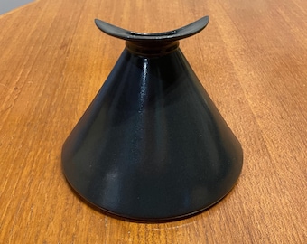 Lineasette Italienische Vase, Schwarzes Satin Porzellan Steingut, Post Modern Design