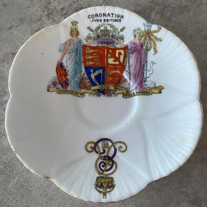 Antique 1902 Edward VII England Coronation Saucer by Foley later Shelley in Dainty with Crests