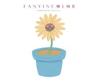 Flower Embroidery Design,  Hand Drawn Embroidery File, 4 sizes, Summer Embroidery File, Instant Download